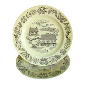 2 Royal Bucks County Dinner Plates - Vintage Farm Farmhouse Scene